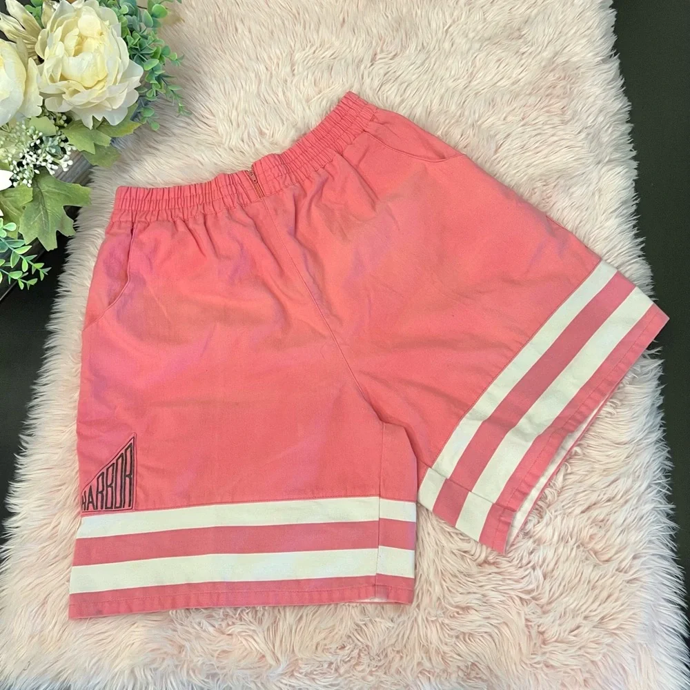 Victoria Harbor Vintage 80s 90s Pink White Stripe Pull On Shorts Sz M As‎ Is